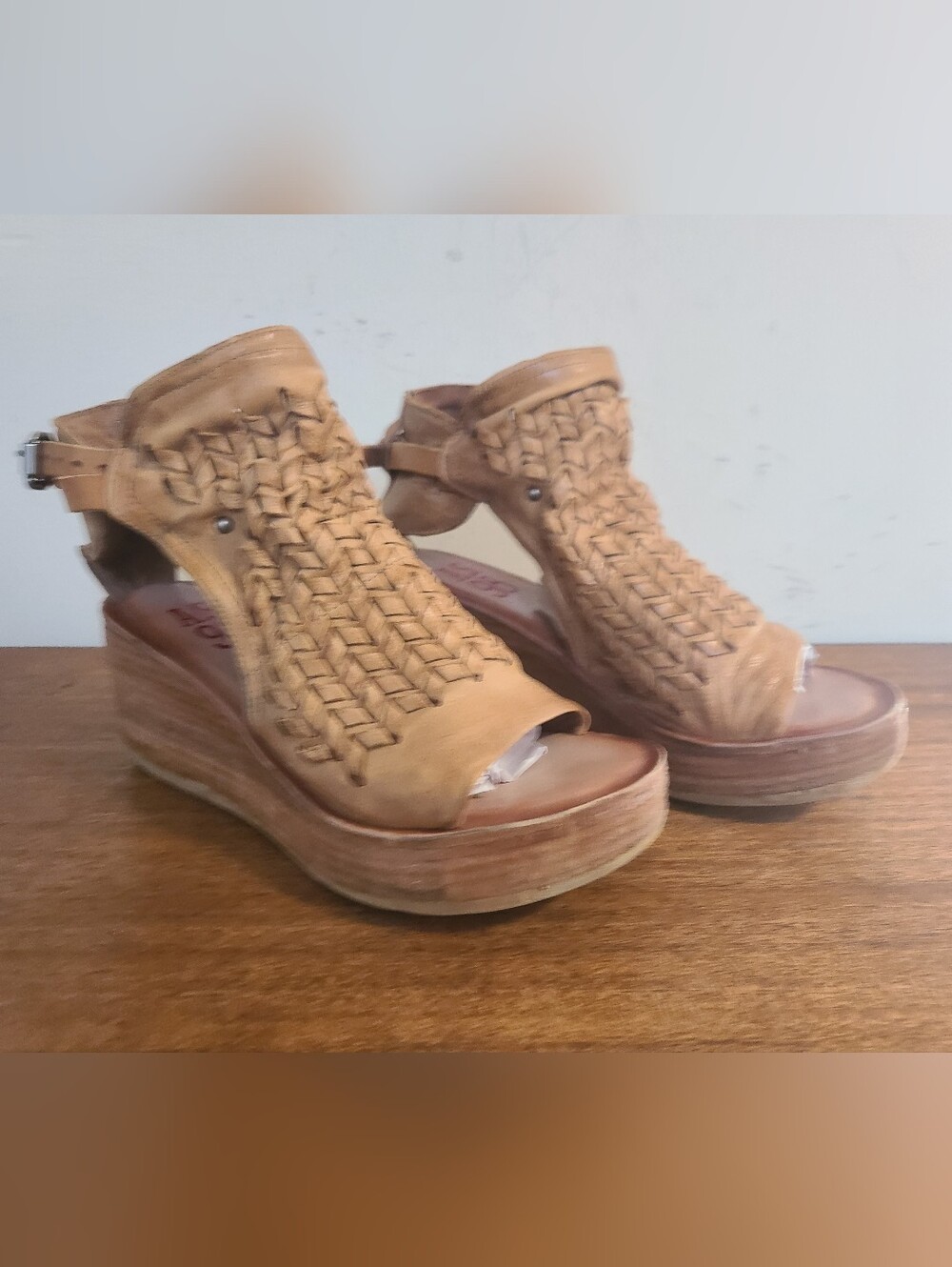A.S.98 Newbury Wedge Sandals In Whisky Size 37